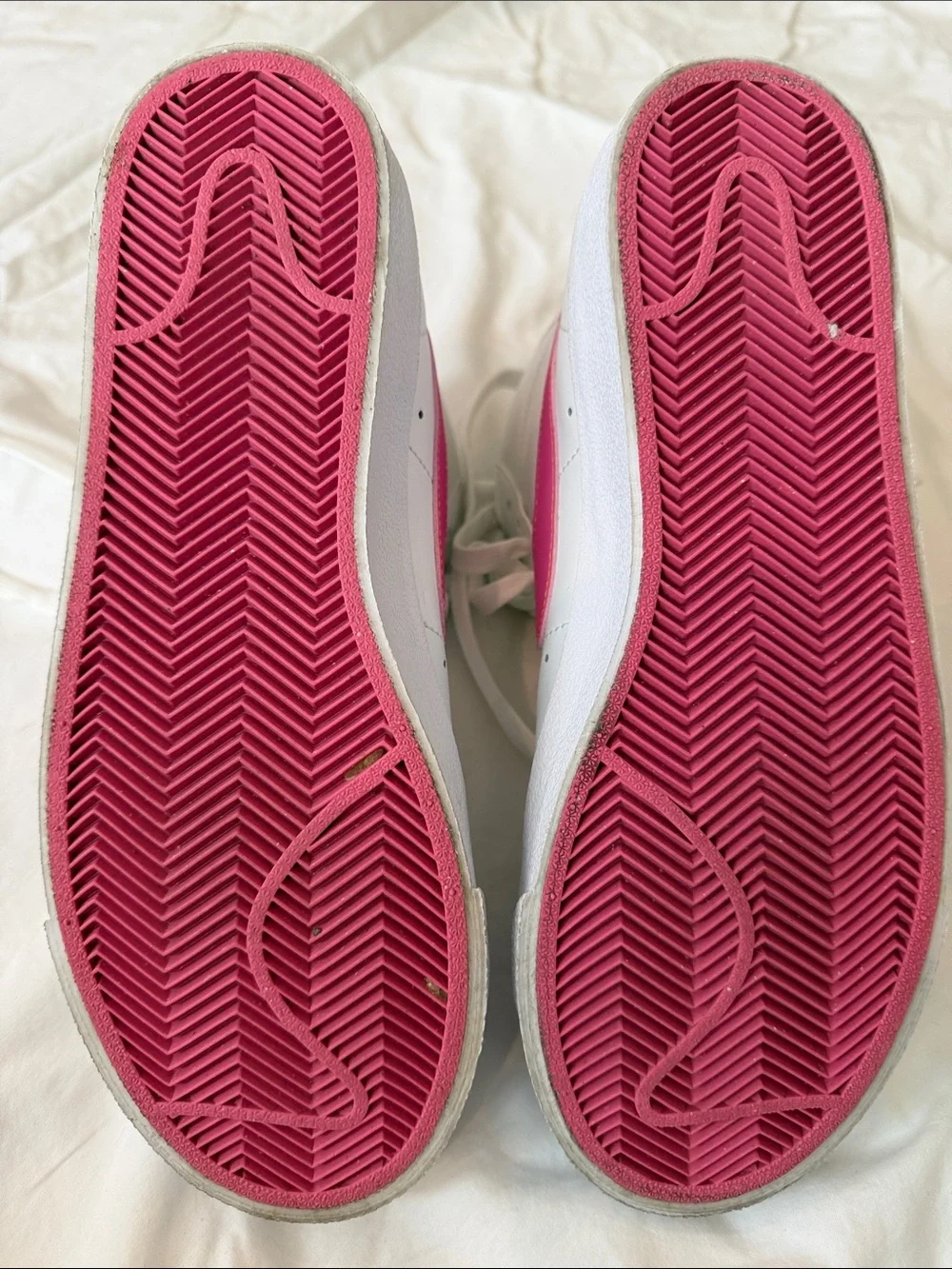Nike Blazers High-Top Sneakers with Pink Swoosh Accents and Yellow “Nike”